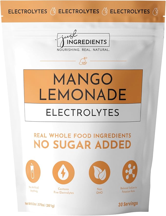 Mango Lemonade Electrolytes – 30‑Serving Hydration Drink Mix with Coconut Water, Sea Salt, and Trace Minerals – Supports Hydration, Recovery, and Electrolyte Balance*