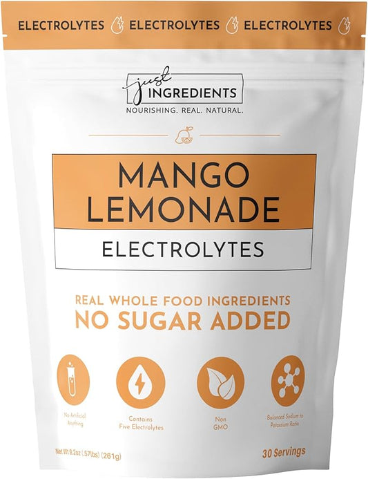 Mango Lemonade Electrolytes – 30‑Serving Hydration Drink Mix with Coconut Water, Sea Salt, and Trace Minerals – Supports Hydration, Recovery, and Electrolyte Balance*