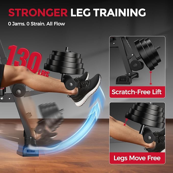 FLYBIRD 3 in 1 Adjustable Weight Bench with Leg Extension & Preacher Curl Pad for Full Body Workout, 800LBS Foldable Exercise Bench at Home Gym, Portable Lifting Incline Decline Flat Strength Training