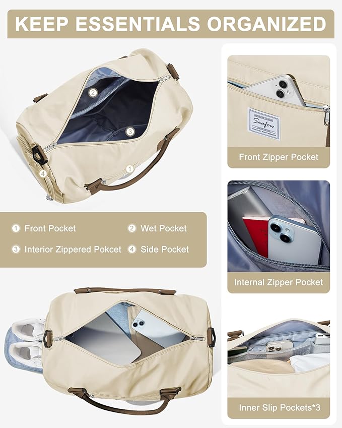 Gym Bag Womens,Travel Duffel Carry on Bag Sport Tote Bag Weekend Overnight Bag