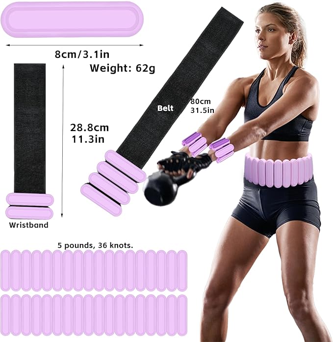 Silicone Adjustable Weighted Belt for Women & Men – DIY Weighted Walking & Exercise Belt with Removable Weights – Gym, Strength Training, Yoga, Hiking – Free Weight Adjustment for Wrist & Ankle