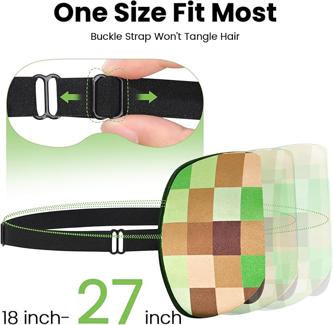 2 Pcs Sleep Mask for Kids Boys, Silk Eye Covers for Sleeping, Adjustable Strap & Light Blocking Design, Adult Children's Bedtime Blindfold for Travel and Home Use (My World)