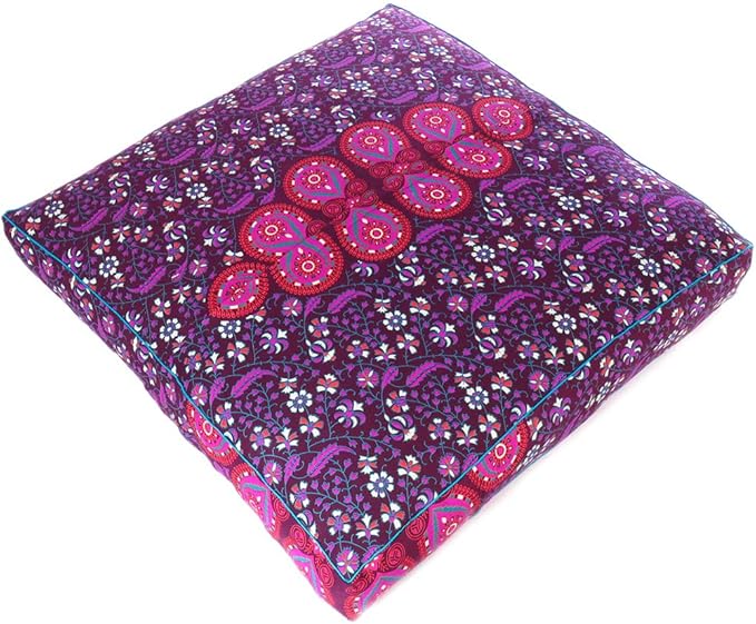 Eyes of India - Mandala Floor Pillow Cover Meditation Cushion Seating Throw Hippie Round Colorful Decorative Bohemian Indian Pouf Ottoman Handmade Cover ONLY (Purple 1, 35" x 35")