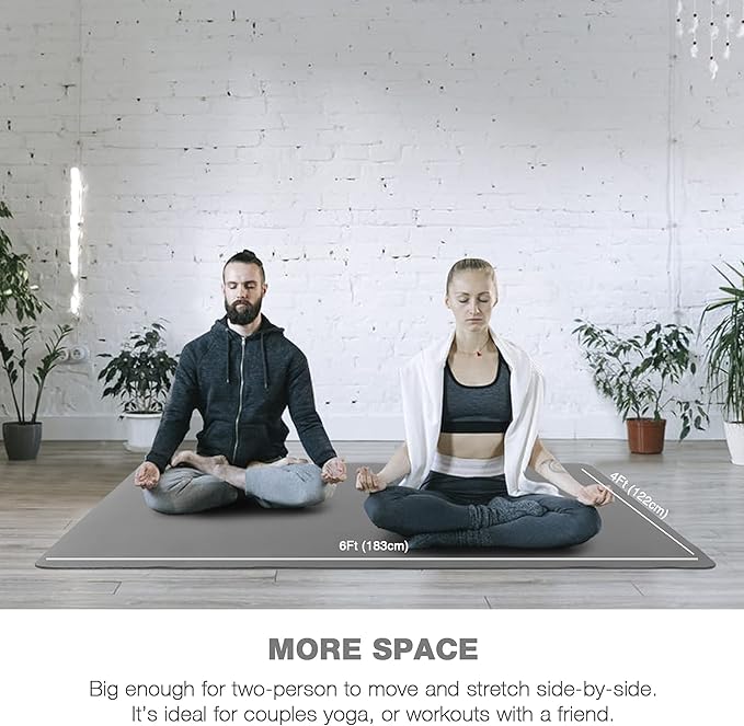 UMINEUX Large Yoga Mat for Men and Women 1/4 & 2/5 Inch Extra Thick TPE Fitness Mat for Home Gym Workout, Non-Slip, Eco Friendly Exercise Mat for Yoga, Pilates, Stretching, Meditation