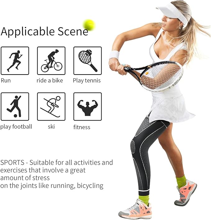 Full Leg Sleeves Long Compression Leg Sleeve Knee Sleeves Protect Leg, for Man Women Basketball, Arthritis Cycling Sport