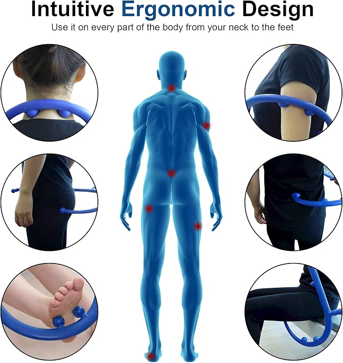 Massage Trigger Point Cane, Body Deep Tissue, Handheld Back, Neck, Shoulder, Leg and Feet Massager Rod, Muscle Release Tool Self Massage Hook Cane Gifts for Women & Men, Blue