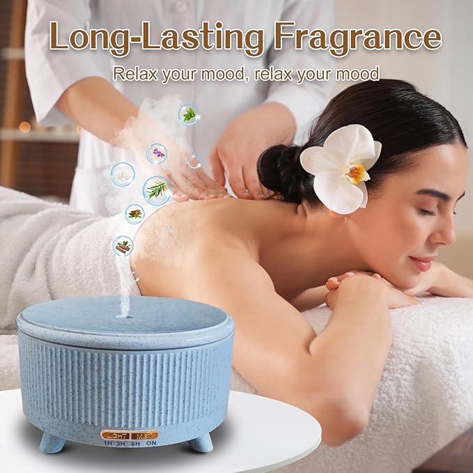Essential Oil Diffusers for Home 500ml,Aromatherapy Diffusers for Essential Oils Large Room with 7 Colors Lights & 3 Mist Mode Waterless Auto Off,Cool Mist Humidifiers for Decor,Bule
