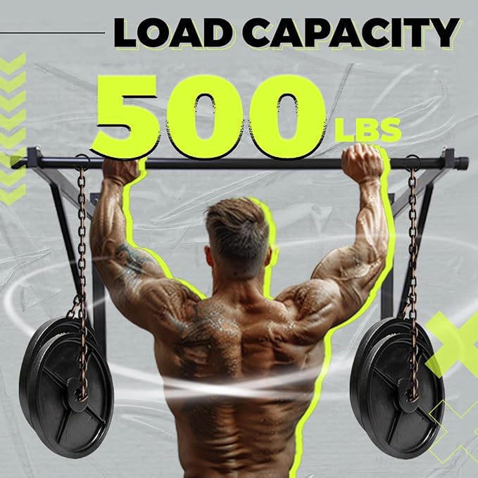 ECOTRIC 46" Wall Mounted Pull Up Chin Up Bar Heavy Duty Gym Workout Fitness Home Mount Fitness 500lbs