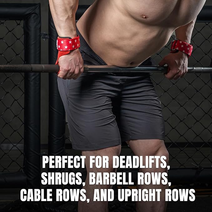 MANUEKLEAR Gym Straps Weight Lifting, Double Leather Lifting Straps for Men Deadlift with Cushion Wrist Loop, Gym Lifting Wrist Wraps for Weightlifting