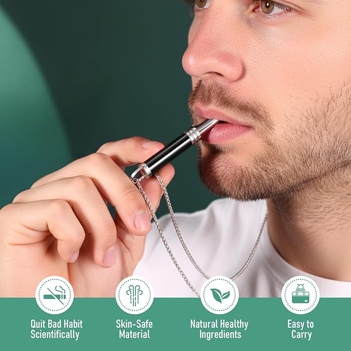 Breathing Necklace, Breathe Free Necklace for Stress Relief, Meditation & Relaxation, Anxiety Necklace Mindful Breathefree Calm Tool with Plant Cores, Natural Switch from Bad Habit