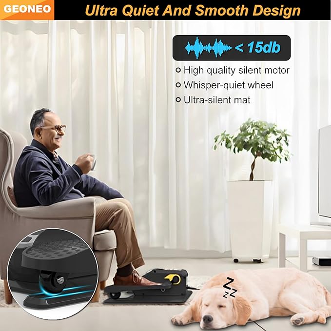 Under Desk Elliptical Machine, Electric Ellipse Leg Exerciser for Senior, Quiet and Compact Electric Seated Pedal for Home with Display Monitor, Remote Control and 12 Adjustable Speeds