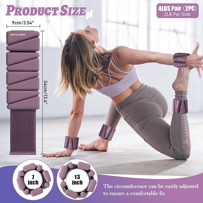 Ankle Weights Set of 2 (1 lb/2 lb/3 lb Each) Adjustable Wrist Weights for Women Men Wearable Arm Leg Weight for Pilates, Running, Walking, Workout, Yoga