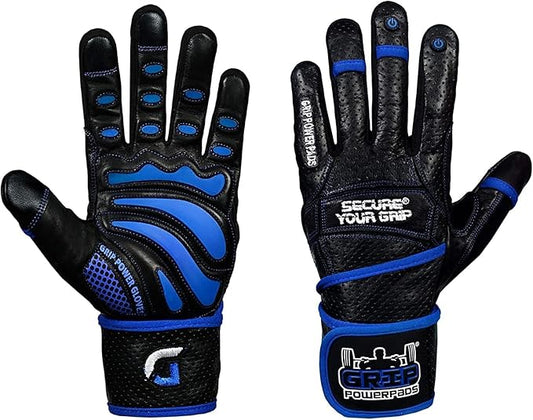 Elite Leather Gym Gloves with Built in 2" Wide Wrist Wraps Grip & Design for Weightlifting Power Lifting Bodybuilding & Strength Training Workout Exercises
