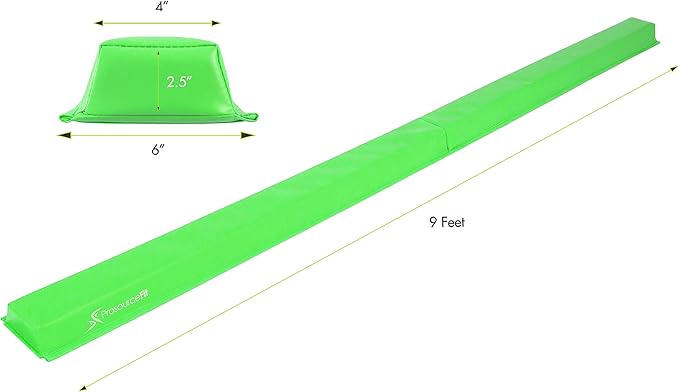 ProsourceFit Gymnastics Balance Beam for Kids, 9ft Long Firm Folding Floor Beam with Non-Slip 4-inch Wide Surface for Safe Gymnastics Practice at Home or Gym