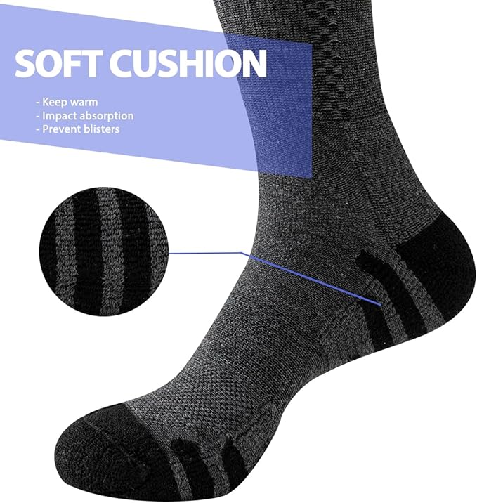 JOYNÉE 8 Pairs Mens Crew Athletic Work Long Socks Calf Cushioned Socks for Sports Running Workout Gym