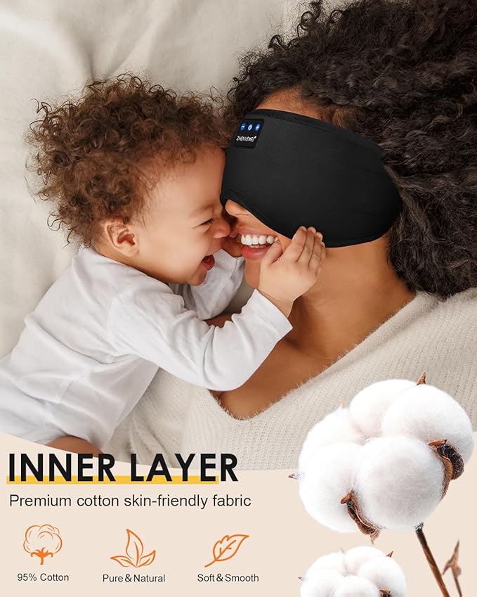 Sleep Headphones Bluetooth 5.4 Sleeping Eye Mask for Mom Women Men Wireless Music Earphones for Side Sleepers Built-in HD Speakers Cool Gadgets Unique Gifts