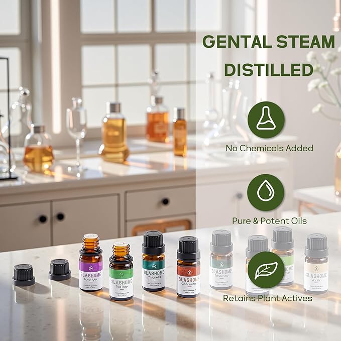 Essential Oils for Diffusers for Home – 12-Pack Essential Oil Set for Sleep & Refreshing Scents – Premium Aromatherapy Diffuser Oils Scents for Home in Wooden Gift Box, Best Gift for Any Occasion