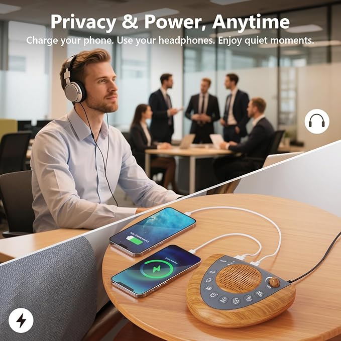 Sleep Sound Machine, Portable Battery Powered Noise Machine with 36 Soothing Sounds, USB Charger, Auto-Off Timer, Adjustable Volume, Headphone Jack for Baby, Kid, Adult