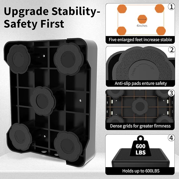 Adjustable Step Stool for Adults, Toddler Step Stools, 600 LBS Capacity Non-Slip Safety Step Platform for Elderly, Portable Stair Assist for Cars, Bedside, Kitchen, and Shower, Black