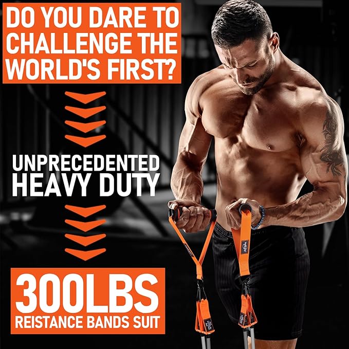 WALITO Resistance Bands Set - Exercise Bands with Handles, Door Anchor, Legs Ankle Straps, for Heavy Resistance Training, Physical Therapy, Muscle Training, Yoga, Home Workouts, Gym