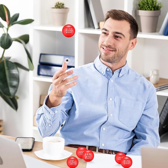 Jerify 72 Pcs Motivational Stress Balls Bulk Inspirational Stress Balls Colorful Foam for Adults Hand Exercise Small Therapy Fidget Relief Anxiety Toys for Coworkers Gifts Fidget(Red)