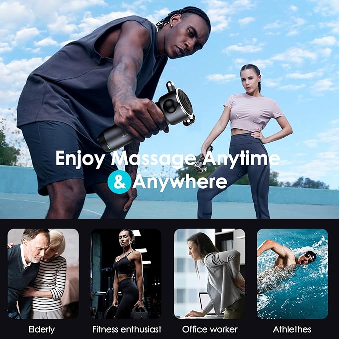 Massager Gun Deep Tissue, Cordless Vibrating Muscle Massage Gun - Handheld Mini Massager for Back, Neck and Fascial Binding - Targetred Trigger Point Therapy Massage Gun