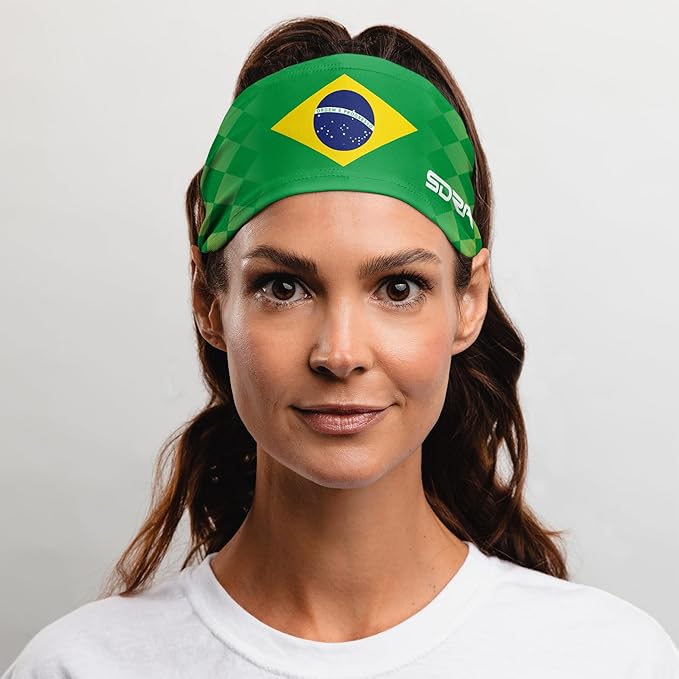 Suddora Country Flag Headbands, Wide National Flag Headbands for Sports Events, Non-Slip Fabric Sweatbands for Soccer, Tennis, Workout, Costume