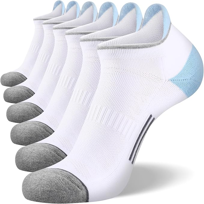 FITRELL Men's 6 Pack Ankle Running Socks Low Cut Cushioned Athletic Sports Socks 7-9/9-12/12-15