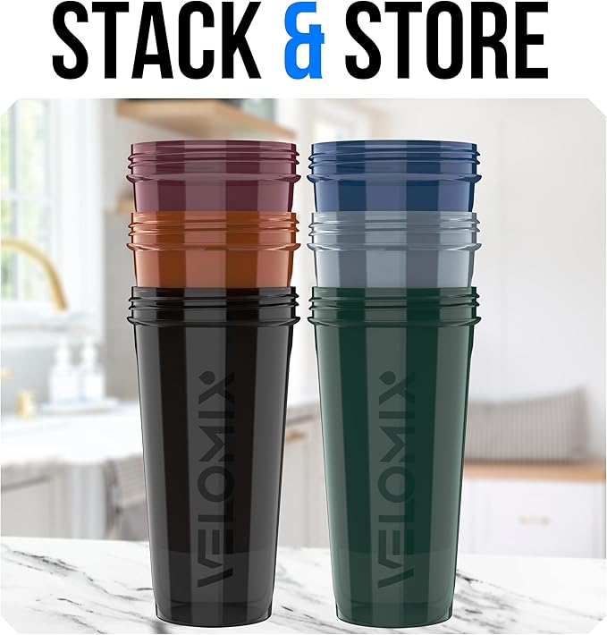 -6 PACK- 28 OZ Protein Shaker Bottles for Protein Mixes, Shaker Cups for Protein Shakes, Small Shaker Bottle Pack, Shaker Cup, Shakers for protein Shakes (Solid Line)