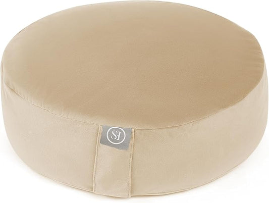 Meditation Cushion Bolster Pillow for Restorative Yoga – Supportive Cushion for Meditation, Pilates, and Relaxation – Filled with Buckwheat Hulls - Removable Cover