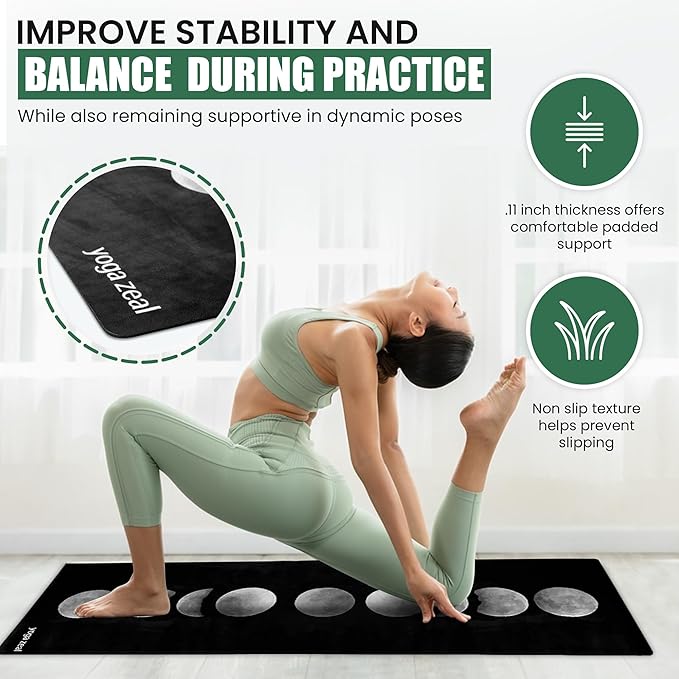 Yoga Mats By Yoga Zeal - Luxuriously Soft, Thick, Non-Slip, Hot Yoga Mat. Eco Printed. Designed to grip better with a sweaty yoga practice!