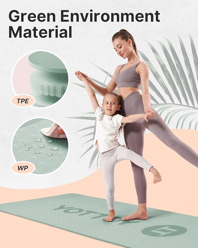 YOTTOY Yoga Mat, 72"x 32"x1/3" Extra Wide Non-Slip Exercise Fitness Yoga Mats,Eco-Friendly TPE Exercise Mats for Women Men Home Workout with Strap Bag