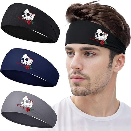 Sport Headbands for Men Sweat Band Head Bands 3pcs Sweatbands for Mens Workout Cooling Headband