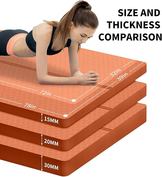 nuveti Large Exercise Mat - 15mm/20mm/30mm Thick Yoga Mat | Workout Mat for Fitness, Yoga, Pilates, Stretching & Floor Exercises for Women & Men with Free Carrying Bag