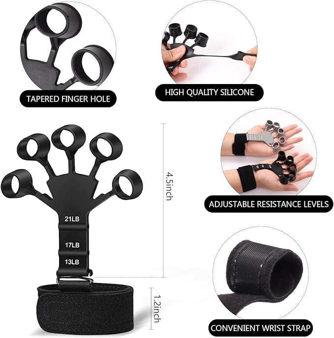 13 PCS Grip Strength Trainer Kit, Hand Gripper Strengthener, Forearm Strengthener, Finger Strengthener, Finger Exerciser, Stress Relief Ball, Forearm Workout Ring for Muscle Building and Injury Recover