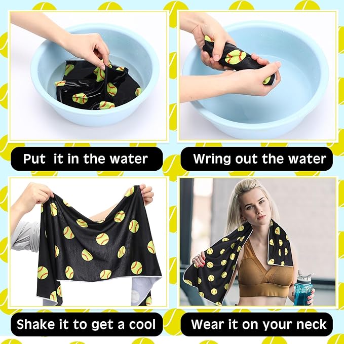 12 Pcs Cooling Towel 40 x 12 Inch Basketball Baseball Football Volleyball Soccer Softball Microfiber Fast Drying Towel for Gift Women Men