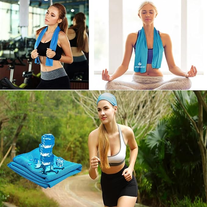 YQXCC Cooling Towels | 4 Pack 40"x12" | Cool for Neck | Microfiber Soft Breathable Chilly | for Sports, Yoga, Golf, Gym, Camping, Running, Workout & More Activities