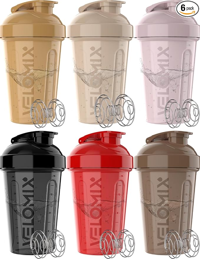 -6 PACK- 20 OZ Protein Shaker Bottles for Protein Mixes, Shaker Cups for Protein Shakes, Small Shaker Bottle Pack, Shaker Cup, Shakers for protein Shakes (Midnight Clay - 6 Pack)