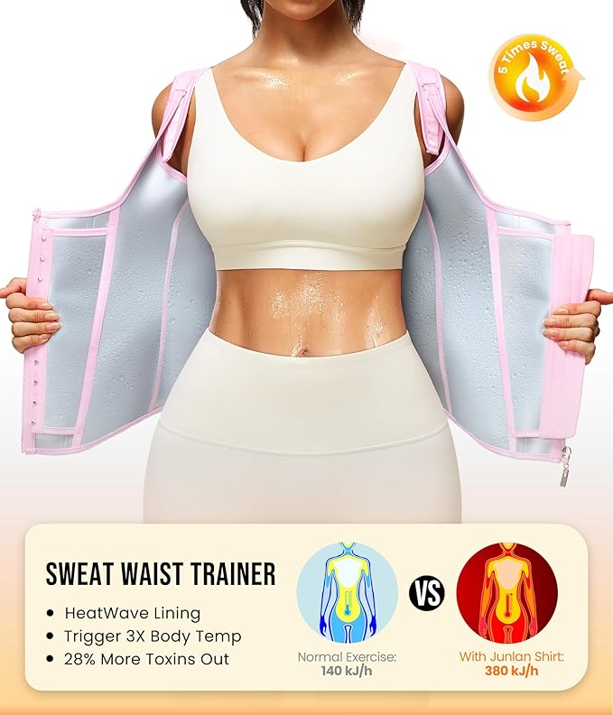 Junlan Waist Trainer for Women - Sauna Suit Sweat Vest for Working Out