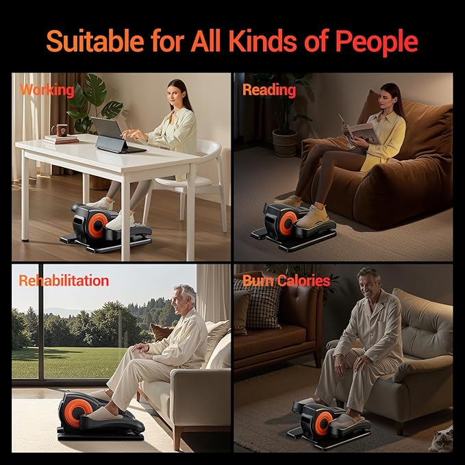 Under Desk Elliptical Machine, Ellipse Leg Exerciser as Seen on TV with Remote, Electric Seated Eclipse Foot Pedal Peddler Sitting for Senior,12 Speeds&Modes Fully Assembled for Home Office