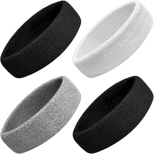 Sweatbands Sport Headbands for Men & Women, 12 Pcs Sweat Head Bands Moisture Wicking Sport Headband Cotton Sweatbands for Basketball, Athletic Exercise, Running