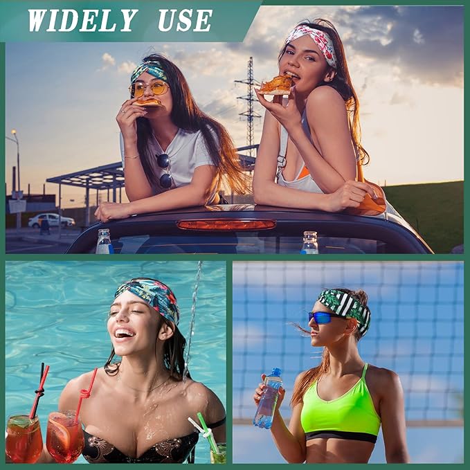Jutom 20 Pcs Boho Headbands for Women Summer Beach Hawaii Floral Knotted Wide Vintage Headband Elastic Turban Head Wrap Bohemian Twisted Criss Yoga Hair Band Accessories