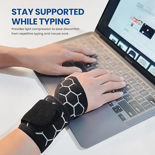 Adjustable Wrist Support Brace - Breathable Wrist Wraps for Carpal Tunnel, Tendonitis, Pain Relief, Workout and Daily Use - Unisex, One Size Fits All (Black), 1 Pack