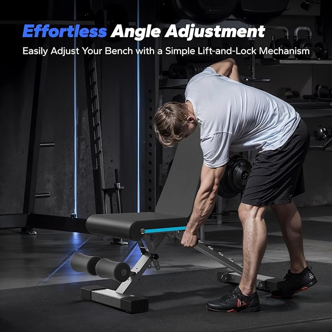 MERACH Weight Bench, Foldable Weight Benches for Home Gym with 990 LBS, Adjustable Weight Bench with 72 Training Angles, Incline Bench Press for Full Body