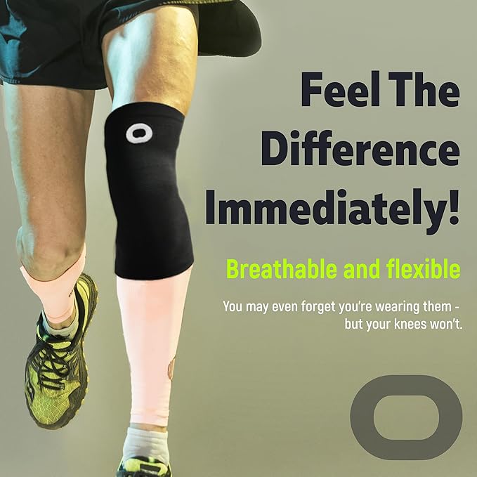 Crucial Compression Knee Sleeve (1 Pair) - Best Knee Braces for Knee Pain for Men & Women - Non-Slip Knee Support for Running, Weightlifting, Basketball, Gym, Workout, Sports