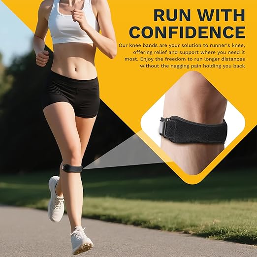 Patellar Tendon Support Strap, Adjustable Knee Support Strap Patella Band for Tendonitis, Sports, Workouts & Daily Knee Pain Relief for Men Women, Standard Fit (Fits Most) M/L, 1 Pack