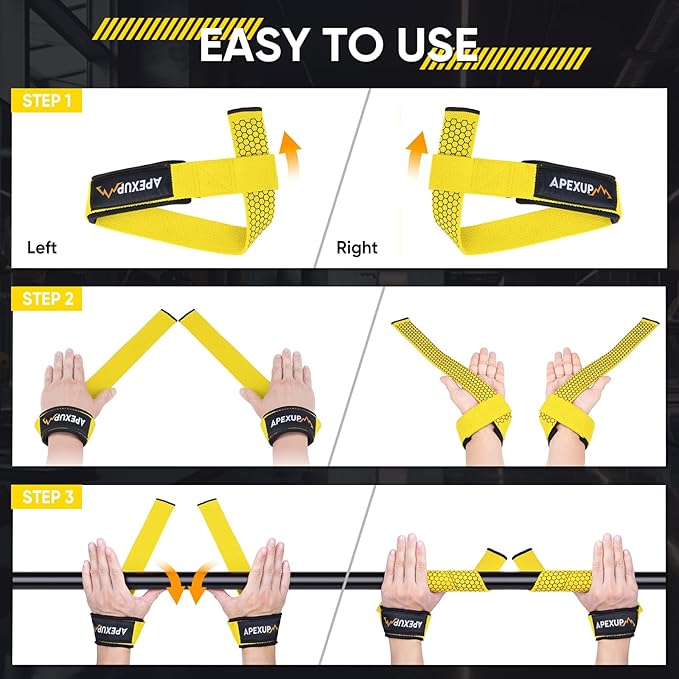 APEXUP Weight Lifting Straps for Weightlifting, Lifting Wrist Straps Gym, Deadlift Strap, Anti Slip Silicone Weightlifting Strap Men Women Powerlifting, Strength Training