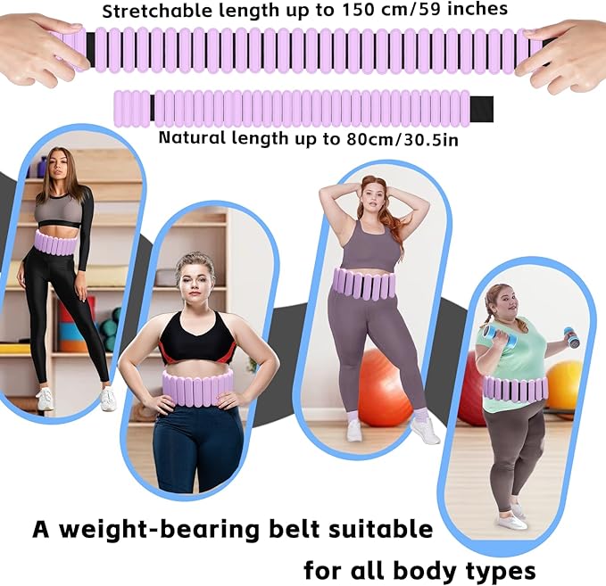 Silicone Adjustable Weighted Belt for Women & Men – DIY Weighted Walking & Exercise Belt with Removable Weights – Gym, Strength Training, Yoga, Hiking – Free Weight Adjustment for Wrist & Ankle