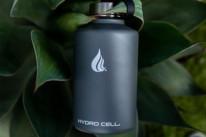 HYDRO CELL Stainless Steel Insulated Water Bottle with Straw - For Cold & Hot Drinks - Metal Vacuum Flask with Screw Cap and Modern Leakproof Sport Thermos for Adults (Graphite 64oz)