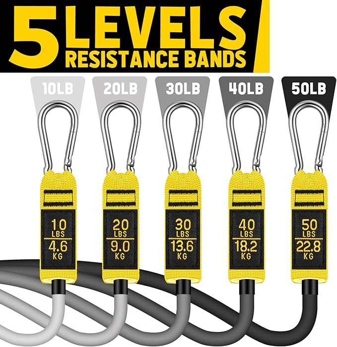 WALITO Resistance Bands Set - Exercise Bands with Handles, Door Anchor, Legs Ankle Straps, for Heavy Resistance Training, Physical Therapy, Muscle Training, Yoga, Home Workouts, Gym